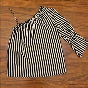 Libby Edelman Black and White Striped Blouse